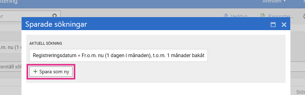 Spara sökning