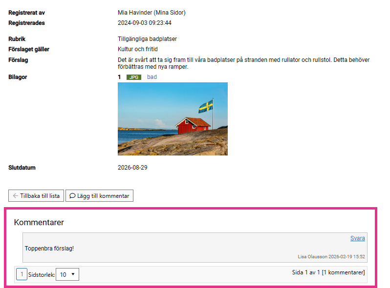 Kommentarer i publikation