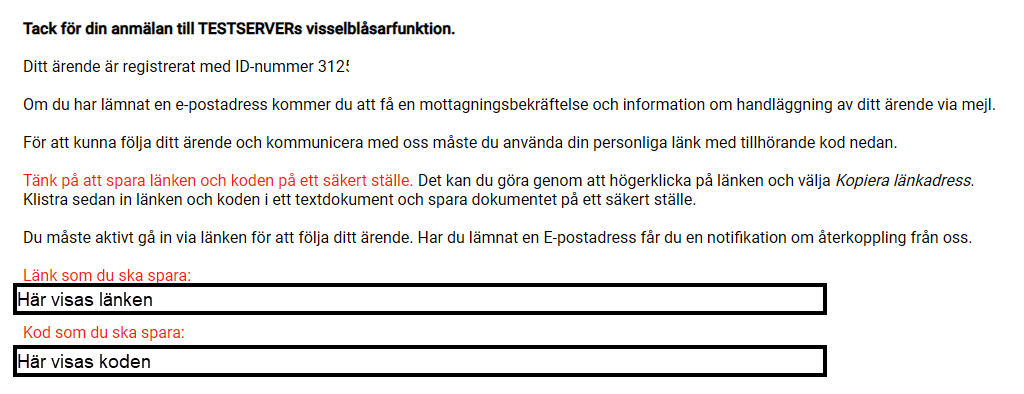 Skapat externt ärende