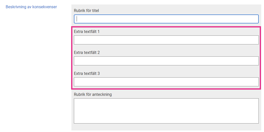 Exempel på anteckningsfältet extra textfält