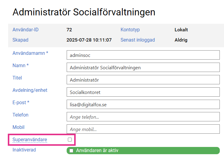 Hantera superanvändare