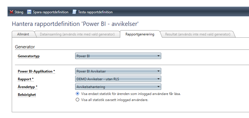 Power BI-rapport