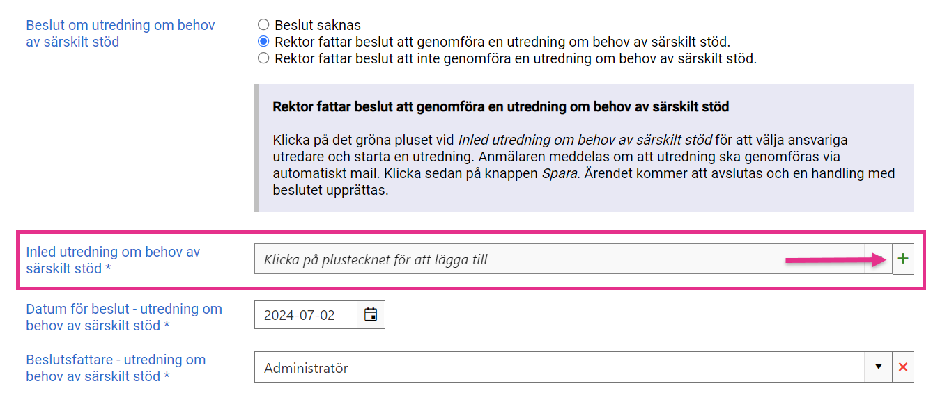 Skapa utredningsärende