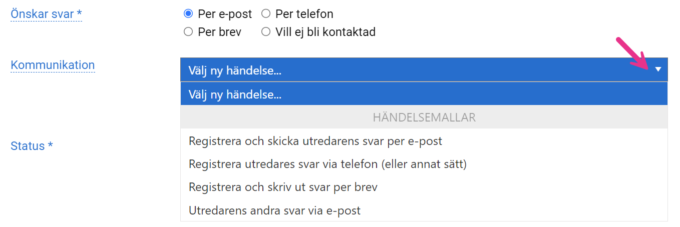 Registrera och skicka svar